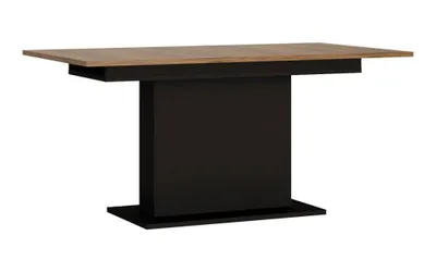 Produktbild von Esstisch Brolo ausziehbar 160-200x90 cm Gestell Perlschwarz Tischplatte Catania Eiche Holznachbildung