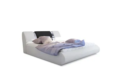 Obrázok produktu pre MOB, Manželská posteľ 160 cm - Fabio (biela + čierna) (s roštom a úl. priestorom)