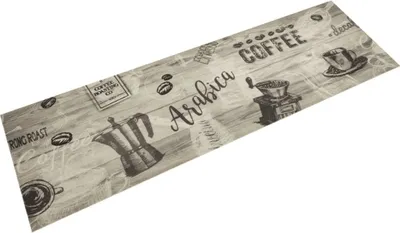 Obrázok produktu pre Kuchynský koberec, prateľný, Káva, sivý 45x150 cm, zamat