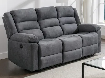 Produktbild von Relaxsofa 3-Sitzer elektrisch - Stoff - Grau - BUROLO