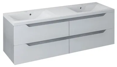 Produktbild von Sapho WAVE Doppelunterschrank 150x50x48cm, weiß/Silbereiche