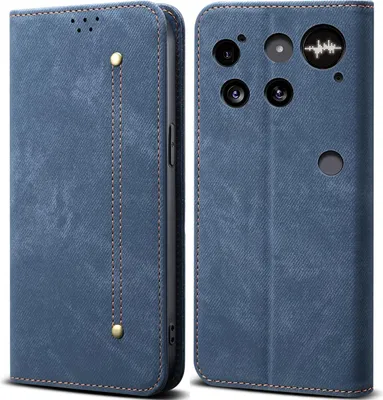 Obrázek produktu pro Pouzdro pro Nothing Phone 3, Kožené Peněženkové Pouzdro s Magnetickým Uzavíráním a Stojánkem modré