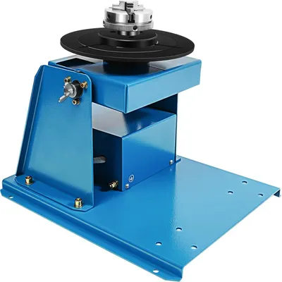 Image de Positionneur de soudage Table tournante - BY-10 - 10 tr/min - Inclinaison 0-90° - Mandrin à 3 mors - Charge admissible 10 kg à l'horizontale/5 kg à la verticale - Fonte - CA 220 V - Bleu
