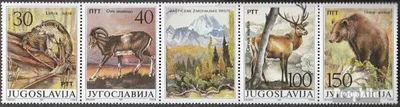 Produktbild von Briefmarken Jugoslawien 1987 Mi 2206-2209 Fünferstreifen (kompl.Ausg.) postfrisch Geschützte Tiere