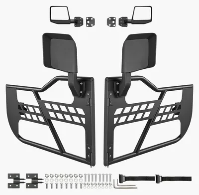 Zdjęcie produktu dla Drzwi rurowe SucceBuy Jeep (2-drzwiowe) w stylu myśliwskim z solidnymi zawiasami i zamkiem OE, drzwi z lusterkami wstecznymi, pasujące do Jeep Wrangler JL 2018–2024 i Jeep Gladiator JT 2020–2024.