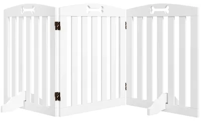 Image de Barrière pour chien - Barrière de sécurité avec pieds - Pour encadrements de portes, couloirs et escaliers - 155 x 30 x 61 cm - Blanc