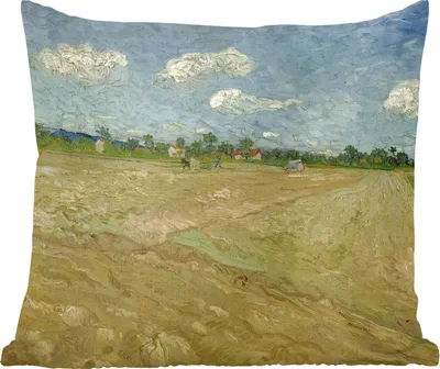 Produktbild von MuchoWow® Zierkissen Sofakissen Wohnzimmer Dekokissen 60x60 cm Gepflügte Felder - Gemälde von Vincent van Gogh - Sitzfläche - Foto Polster