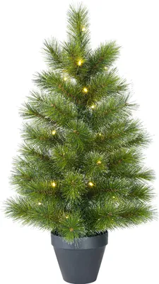 Obrázek produktu pro Black Box Trees Glendon Umělý vánoční stromek v květináči s LED osvětlením - H90 x Ø51 cm - zelený