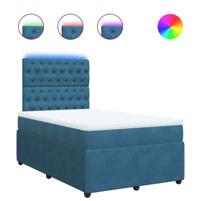 Produktbild von Boxspringbett mit Matratze Blau 120x200 cm Samt