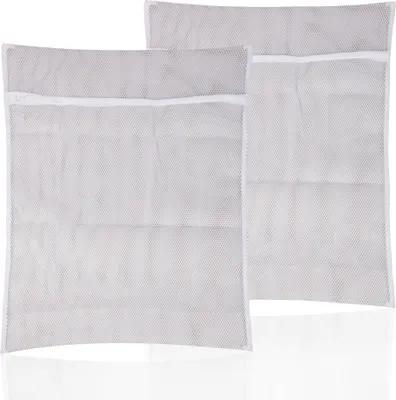 Produktbild von Wäschenetz XXL ( 2er Set / 50x70cm ) - Wäschesack Kochfest - Wäschebeutel für Blusen, BH, Unterwäsche, Socken oder Feinwäsche - Füllmenge bis 3kg