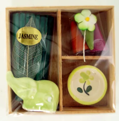 Produktbild von Räucherstäbchen & Duftset aus Thailand, Geschenkbox - Jasmin, Grün, 2*7*7 cm, Räucherstäbchen & Sets aus Thailand