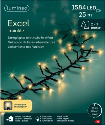 Produktbild von Lumineo LED Lichterkette Excellent Twinkle schwarz 25 Meter 1584 Lichter - softgold