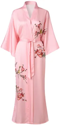 Productafbeelding van Ledamon dameskimono, lange badjas, voor dames, met bloemenprint, roze, Einhei