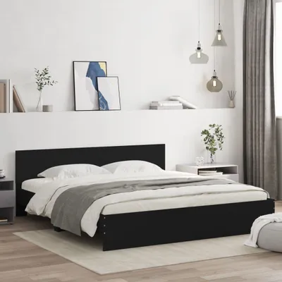 Produktbild von Design Bettgestell mit Kopfteil Schwarz 200x200 cm, Klassische Betten 2024 Neu