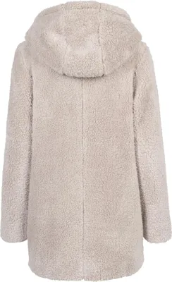 The back view of a women's sherpa jacket.
