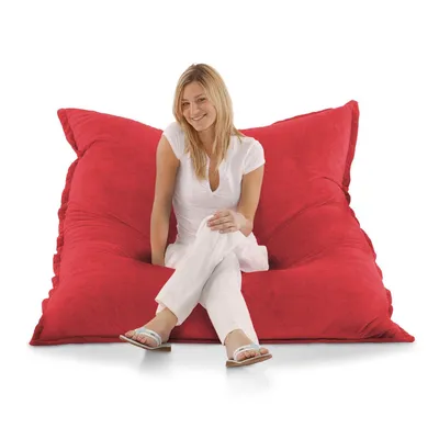 Produktbild von Smoothy XXL Sitzsack Classic mit Samtbezug in Rot / Rosa, Riesensitzsack 180x140 cm, Waschbares Bodenkissen für Wohnzimmer & Kinderzimmer