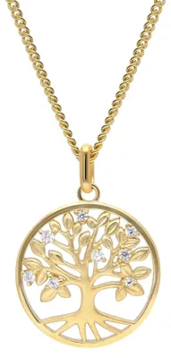 Productafbeelding van Trendor 28538, damesketting, zilver 925, verguld, levensboom collier, 45 cm