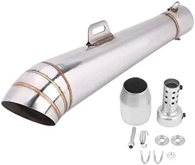 Produktbild von PolkaHome® Universeller Motorrad-Auspuffendtopf – Edelstahl – 370 mm Länge – 51 mm Durchmesser – Einfache Montage