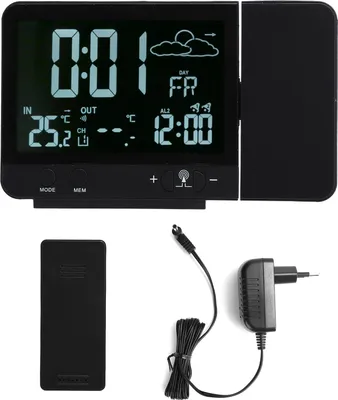 Produktbild von Kabelloser Projektionswecker, Innen-/Außenthermometer, Temperatur- und Feuchtigkeitsmessgerät, EU 230 V