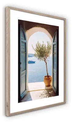 Produktbild von Poster Mykonos 49x68 cm Wandbild Griechenland Insel Architektur Meer Urlaub Mediterran Modern Wohnzimmer Schlafzimmer Büro Flur Deko Geschenk Kunst