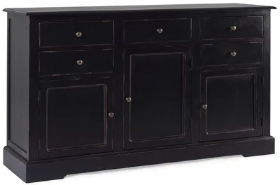 Produktbild von Casa Padrino Landhausstil Sideboard Antik Schwarz 145 x 40 x H. 85 cm - Landhausstil Schrank mit 3 Türen und 5 Schubladen - Landhausstil Möbel - Landhausstil Einrichtung