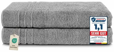 Immagine prodotto di Set di asciugamani da sauna Komfortec 2 pezzi 80x200 cm in 100% cotone, asciugamani da sauna XXL, asciugamano da sauna, morbido, grande, in spugna, ad asciugatura rapida, grigio argento