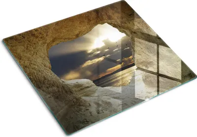 Produktbild von Tulup Glas Herdabdeckplatte Glaskeramikkochfeld-Abdeckung Spritzschutz Glasabdeckplatte Kochplattenabdeckung und Schneidebrett - Einteilig - 60x52 cm Meereshöhle