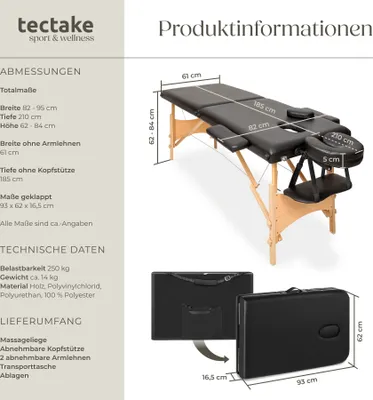 Produktbild von 2 Zonen Massageliege Freddi Breite 61 cm, Polsterung 5 cm 210 x 95 x 84 cm