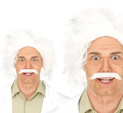 Produktbild von Wissenschaftler Kostüm Weiß Perücke Karneval Vergnügen Fasching Spaß Mad Scientist Verrückter Professor Experiment Fantasie, Farbe: Weiß