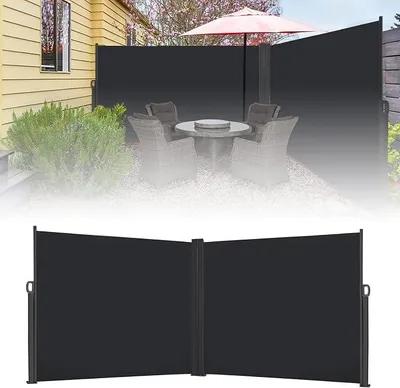 Obrázek produktu pro Boční markýza, výsuvná, 180x600 cm, clona proti slunci, boční roleta, neprůhledná, ochrana proti větru a soukromí pro balkon a terasu, tmavě šedá