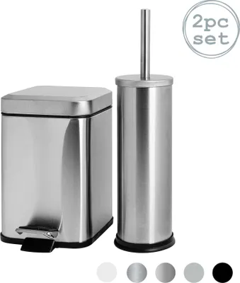 Produktbild von Harbor Housewares Mismatched Toilettenbürsten- und Mülleimer-Set – Matt