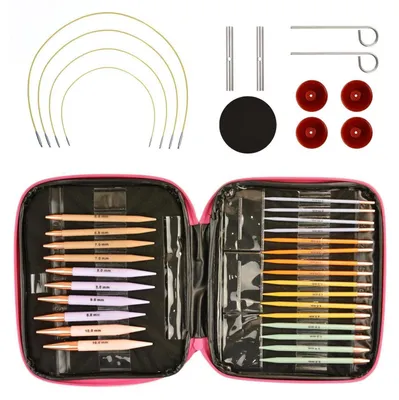 Productafbeelding van Breinaaldenset: 13 paar aluminium rondbreinaalden, 2,75-10 mm, met kabels en accessoires
