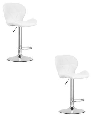 Image de Lot de 2 tabourets de bar West en similicuir blanc et chrome