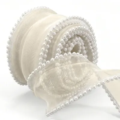 Organza-Parellint, 4,5 m, cremeweiß, 4 cm, für Hochzeit & DIY