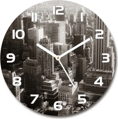 Produktbild von Wanduhr aus Glas 30fi Glasbild Glasuhr Gehärtetes Glas - weisse-zeiger - New York