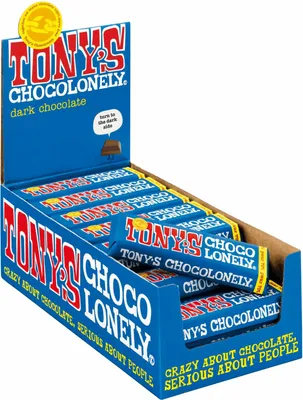 Image de Tonys Chocolonely 'Pure' 35 x 50g (barre de chocolat à 72% de cacao)