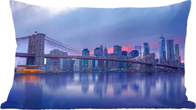 Produktbild von MuchoWow® Zierkissen Sofakissen Wohnzimmer Dekokissen 50x30 cm New York hinter der Brooklyn Bridge - Wohnzimmerdekoration - Polster mit Photo