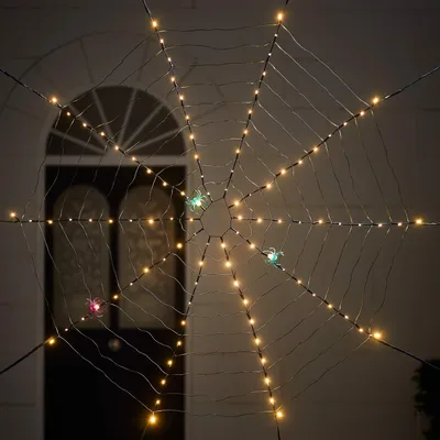 Halloween-Spinnennetz 100 LEDs, 115 cm, Timer, IP44