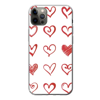 Produktbild von MuchoWow® Handyhülle Schutzhülle Hülle für iPhone 13 Pro Max Eine Illustration mit Herzen in verschiedenen Formen Silikon Softcase Handy Hülle - Mobiltelefon