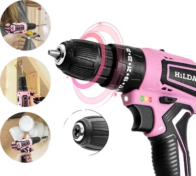 Obrázek produktu pro Růžová sada vrtáků, dva režimy rychlosti, krouticí moment 25+1, PLAB207