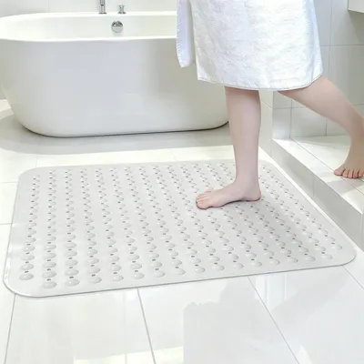 Image de Tapis de douche antidérapant, 80x80 cm, en TPE, avec ventouses et orifices de drainage
