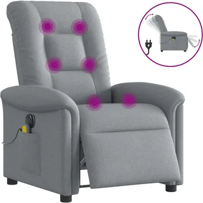 Image de Fauteuil de massage inclinable électrique gris clair tissu