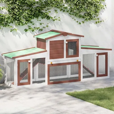 Obrázek produktu pro vidaXL Velká králíkárna hnědobílá 201x45x85 cm dřevo