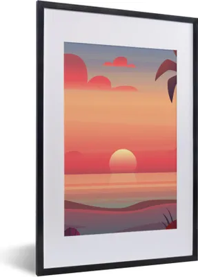 Produktbild von MuchoWow® MuchoWow® Gerahmtes Poster Strand - Retro - Meer 40x60 cm - Poster mit zchwarzem Bilderrahmen - Poster in Rahmen