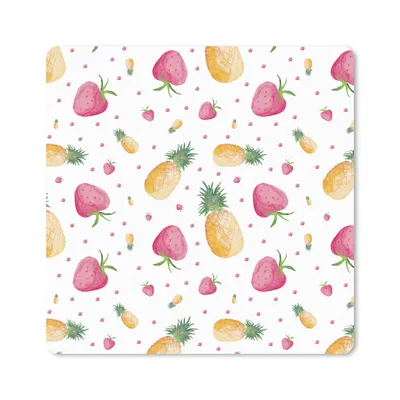 Produktbild von MuchoWow® Mauspad Mousepad Erdbeeren - Ananas - Aquarell - Schablonen 30x30 cm - Mousepads - Maus Mat - Pad - Mausunterlage - Gaming