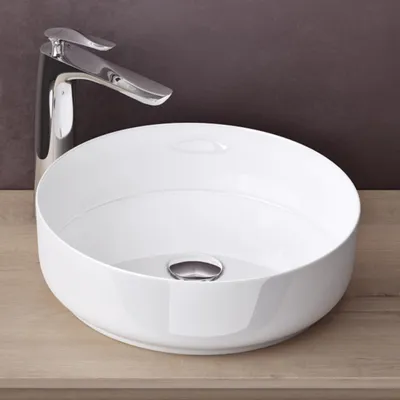 Produktbild von doporro Aufsatzwaschbecken Keramik Waschbecken Rund Waschschale 31x31x11 cm Gäste-WC weiß glänzend Handwaschbecken Waschtisch Brüssel203