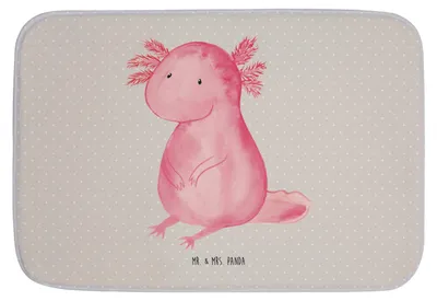 Produktbild von Mr. & Mrs. Panda Badteppich Axolotl Niedlich - Grau Pastell - Geschenk, Freundin, Lebensweisheit, Badvorleger, duschmatte, Badezimmerteppich, Weisheit, Liebe, Badematte