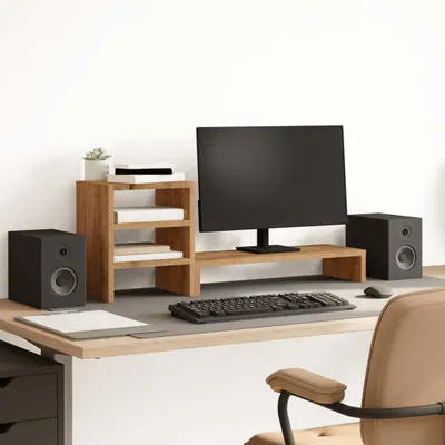 Produktbild von HOMMIE Bildschirmständer/Monitorständer - Modernes Notebookständer - mit Schreibtisch-Organizer Artisan-Eiche NEU883322 - Computertische