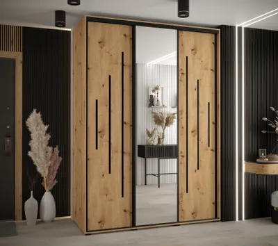 Produktbild von Kleiderschrank ASIRI 13 - 170/60 cm, Artisan-Eiche / Schwarz