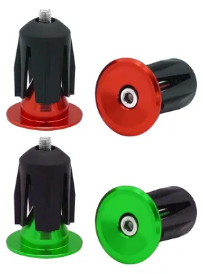Productafbeelding van Fiets stuur eindstoppen 2 paar, voor racefiets, mountainbike en BMX (rood + groen)